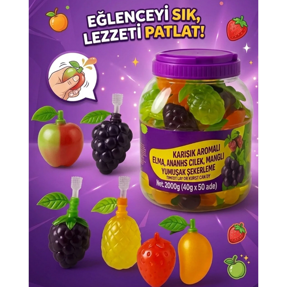 ISIR PATLAT YE | MEYVE AROMALI JÖLE | 50 ADET