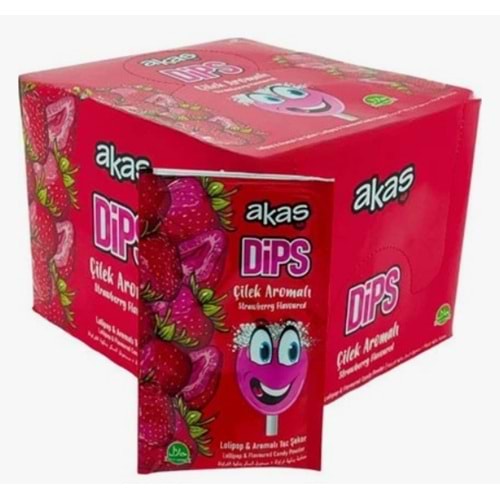 AKAŞ DİPS EKŞİLİ TOZ BANDIRMALI LOLİPOP ŞEKER 36 ADET