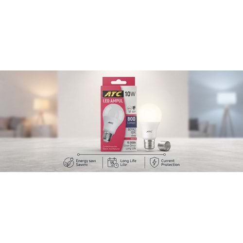 ATC 10W LED Ampul – Beyaz Işık (E27 Duy) 10 Adet